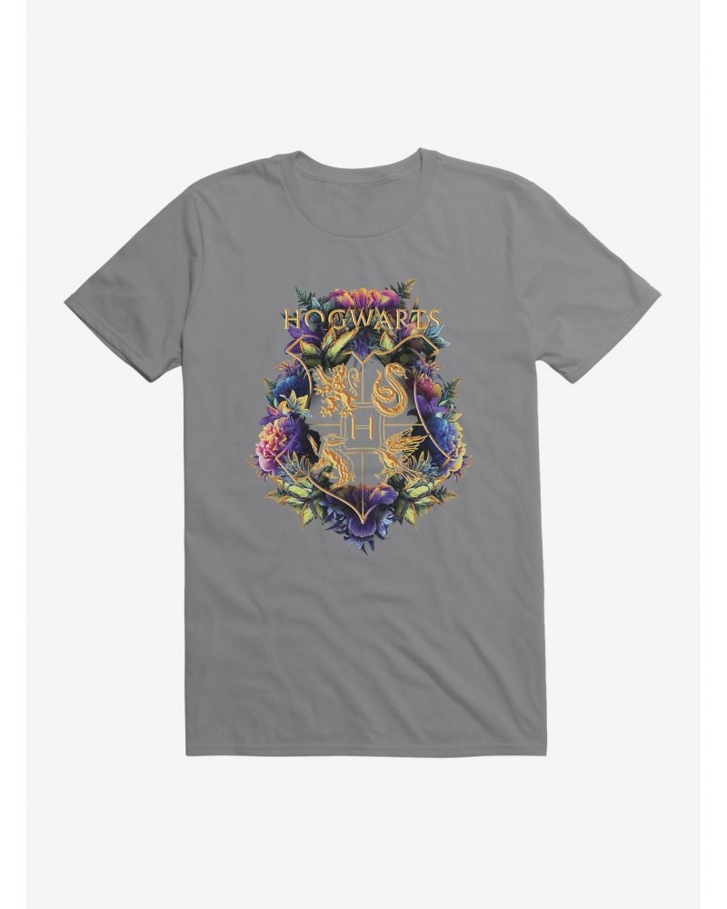 Harry Potter Hogwarts Floral Shield T-Shirt $9.56 T-Shirts