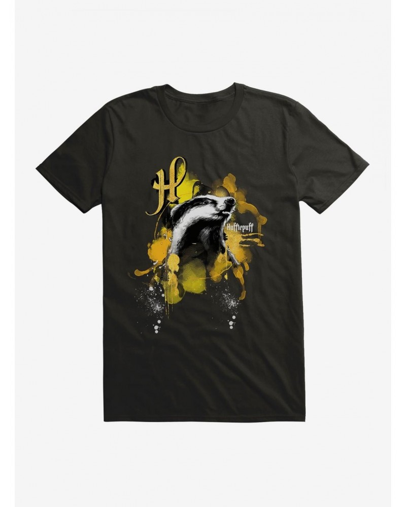 Harry Potter Hufflepuff Paint Splatter T-Shirt $6.50 T-Shirts