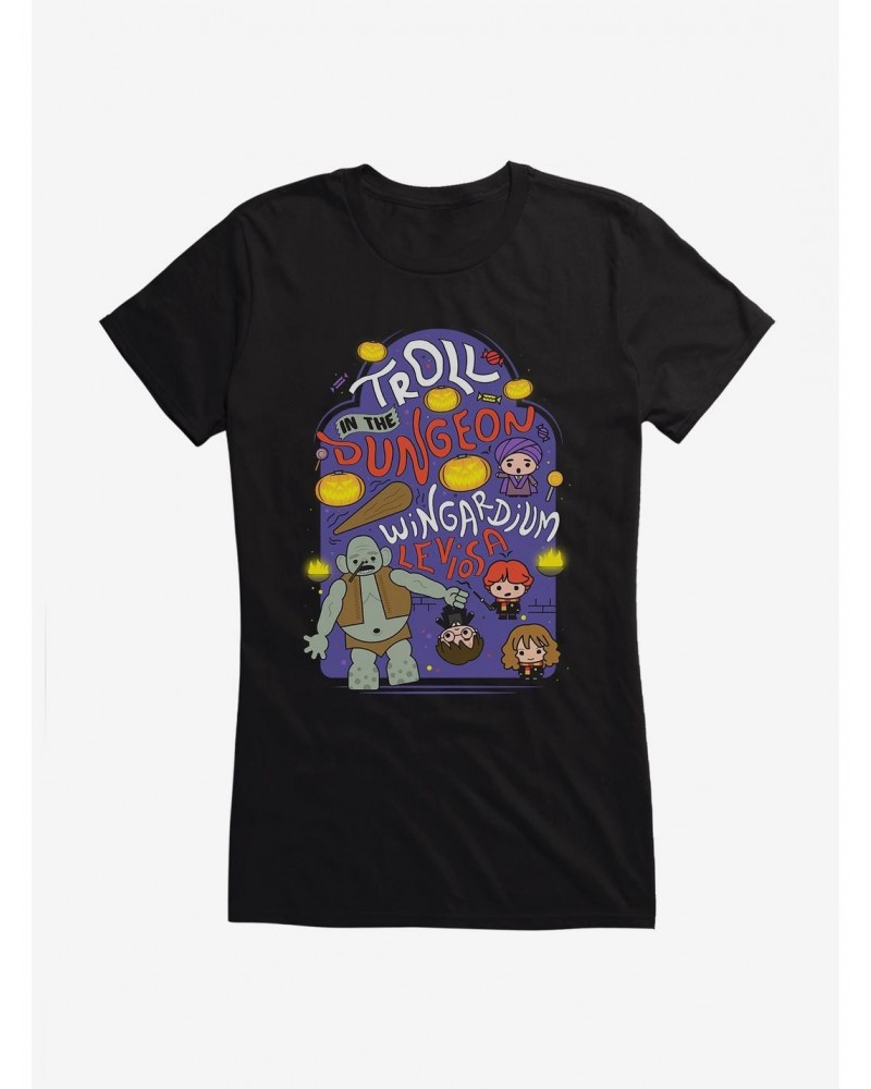 Harry Potter Troll In The Dungeon Wingardium Leviosa Girls T-Shirt $6.57 T-Shirts