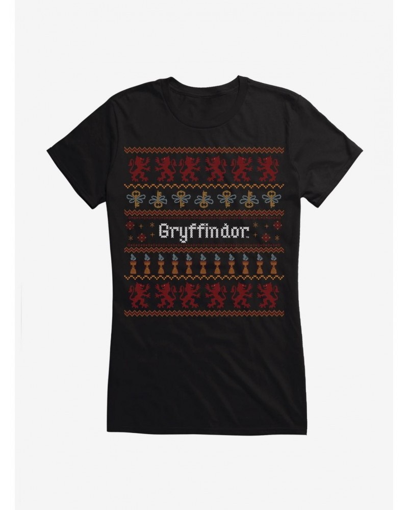 Harry Potter Gryffindor Ugly Christmas Pattern Girls T-Shirt $9.96 T-Shirts