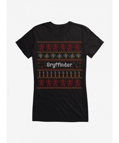 Harry Potter Gryffindor Ugly Christmas Pattern Girls T-Shirt $9.96 T-Shirts