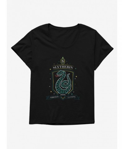 Harry Potter Sketched Slytherin Crest Girls T-Shirt Plus Size $11.33 T-Shirts