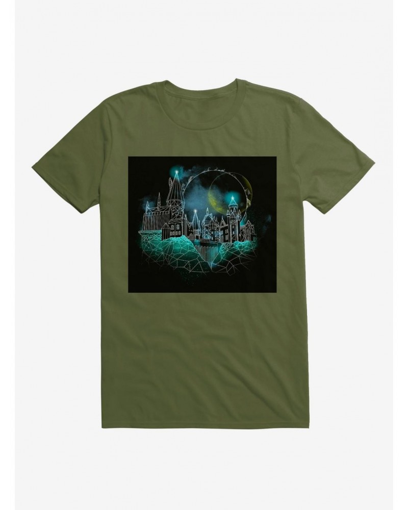 Harry Potter Hogwarts Castle Glow Navy Blue T-Shirt $5.93 T-Shirts