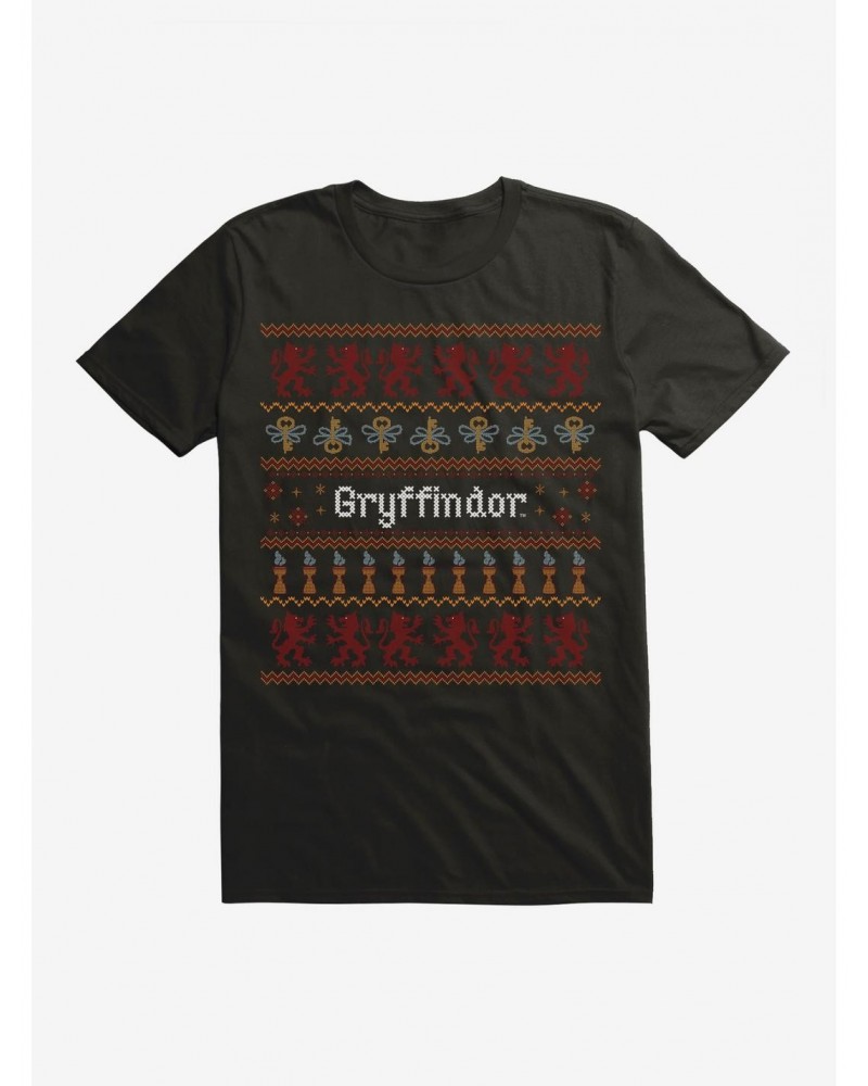 Harry Potter Gryffindor Ugly Christmas Pattern T-Shirt $8.22 T-Shirts