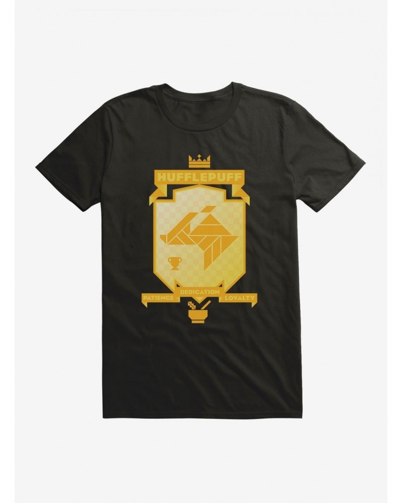 Harry Potter Hufflepuff Gold Pixel Shield Logo T-Shirt $6.50 T-Shirts