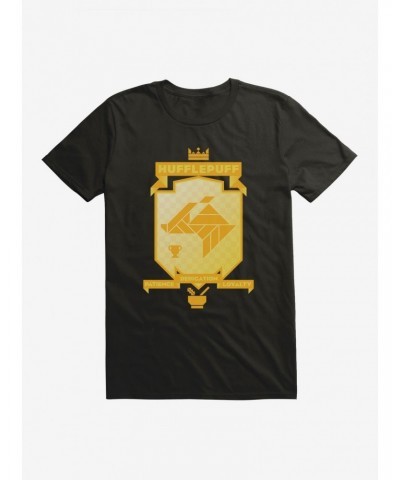 Harry Potter Hufflepuff Gold Pixel Shield Logo T-Shirt $6.50 T-Shirts