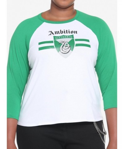 Harry Potter Slytherin Varsity Girls Crop Raglan T-Shirt Plus Size $5.76 T-Shirts