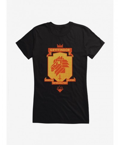 Harry Potter Gryffindor Gold Shield Pixel Logo Girls T-Shirt $6.57 T-Shirts