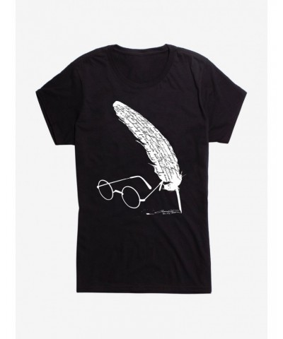 Harry Potter Glasses and Quill Script Girls T-Shirt $8.96 T-Shirts