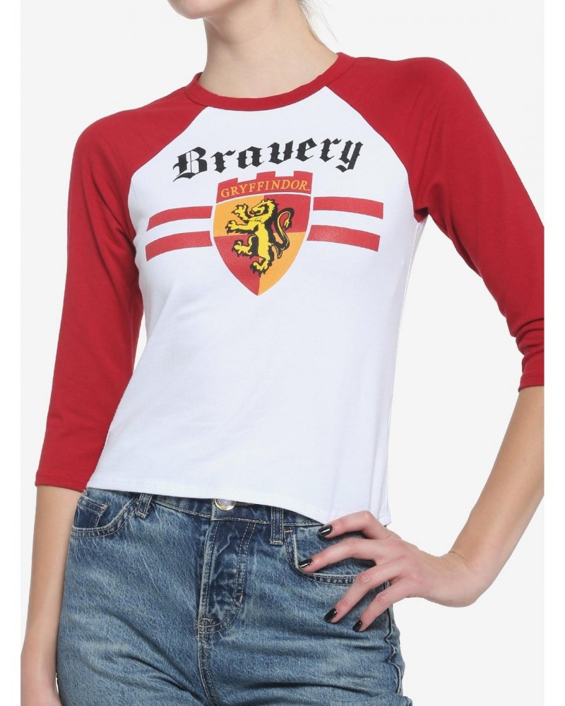 Harry Potter Gryffindor Varsity Girls Raglan Crop T-Shirt $11.03 T-Shirts