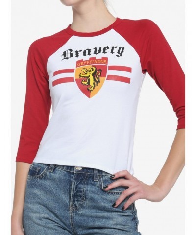 Harry Potter Gryffindor Varsity Girls Raglan Crop T-Shirt $11.03 T-Shirts