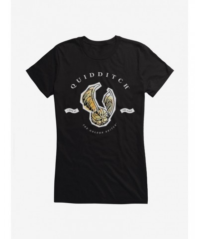 Harry Potter Watercolor Quidditch Golden Snitch Girls T-Shirt $7.17 T-Shirts