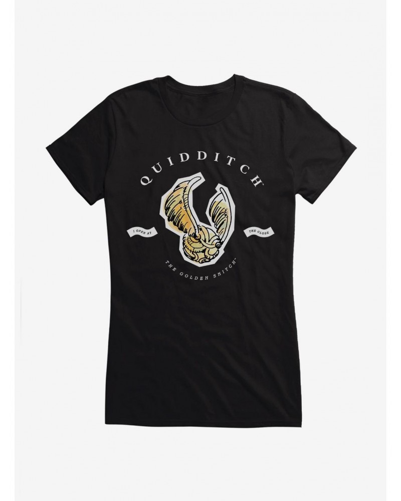 Harry Potter Watercolor Quidditch Golden Snitch Girls T-Shirt $7.17 T-Shirts