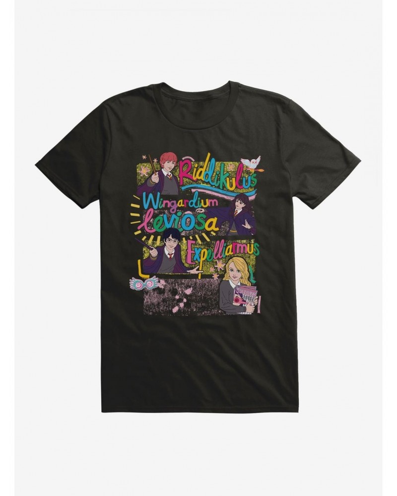 Harry Potter Spells Doodle Art T-Shirt $9.56 T-Shirts