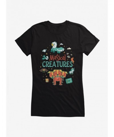 Harry Potter Comic Style Magical Creatures Girls T-Shirt $9.56 T-Shirts