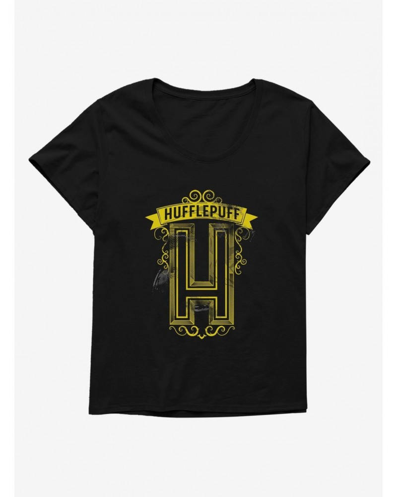 Harry Potter Hufflepuff Initial Girls T-Shirt Plus Size $9.71 T-Shirts