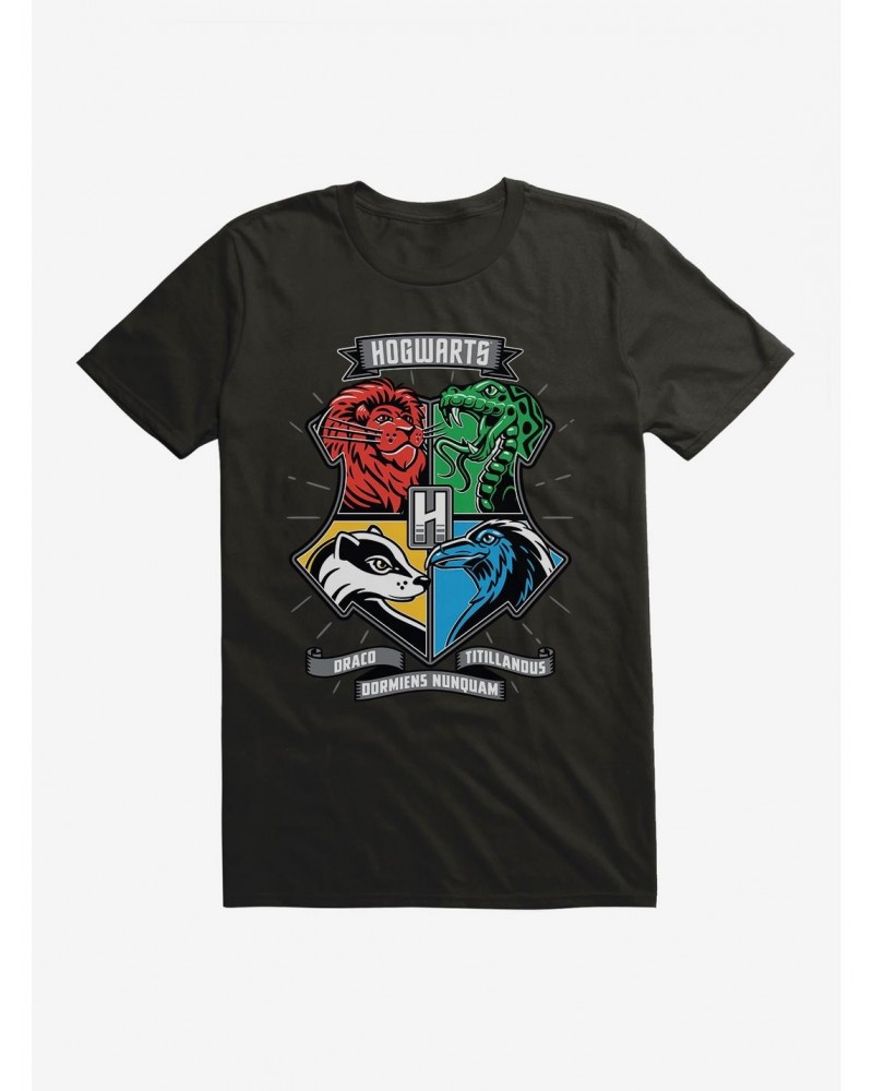 Harry Potter Hogwarts Houses Patch Art T-Shirt $7.46 T-Shirts