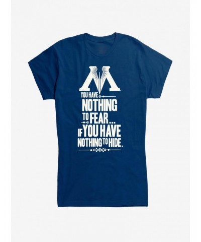 Harry Potter Nothing To Fear Nothing To Hide Girls T-Shirt $7.77 T-Shirts