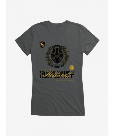 Harry Potter Hufflepuff Seal Motto Girls T-Shirt $6.18 T-Shirts