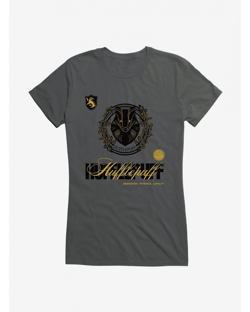 Harry Potter Hufflepuff Seal Motto Girls T-Shirt $6.18 T-Shirts